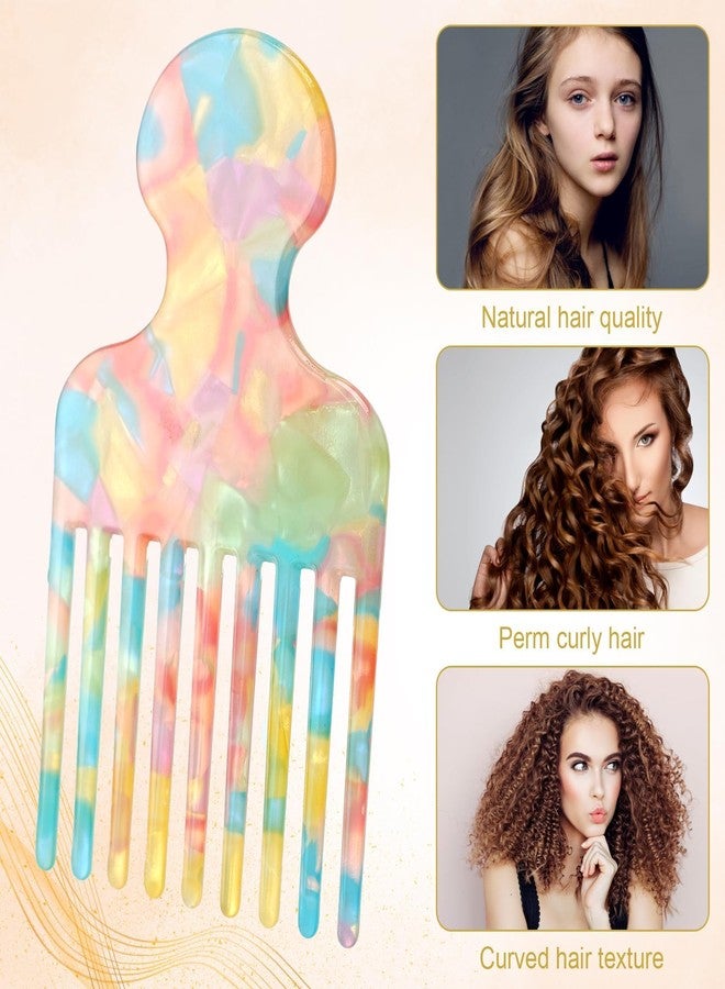 Clofiak 2pcs Hair Pick Comb Long Wide Tooth Comb for Curls 4.7in Smooth Detangling Lifting Curly Hair Picks Afro Smooth Styling Tools for Women Men Barber Supplies(Colorful) - Image 4